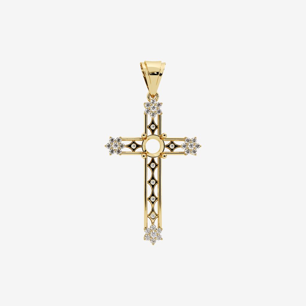  SEMI-SET CROSS PENDANT 