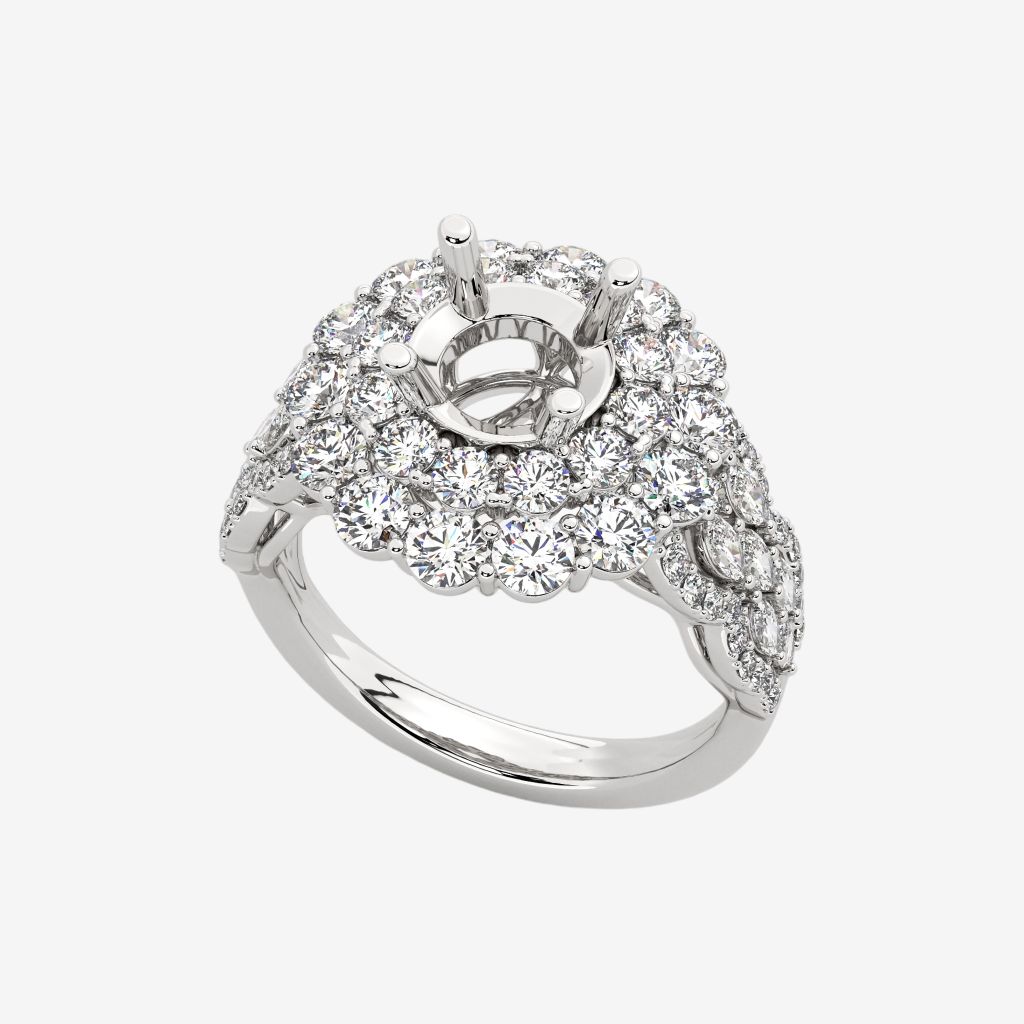  THREE-ROW SEMI-SET ENGAGEMENT RING 