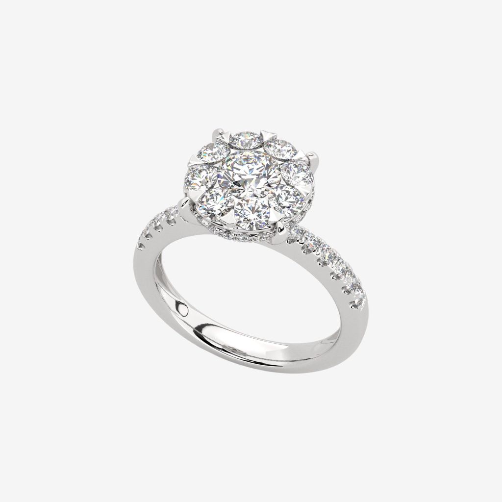  ACCENTED CLUSTER ENGAGEMENT RING 