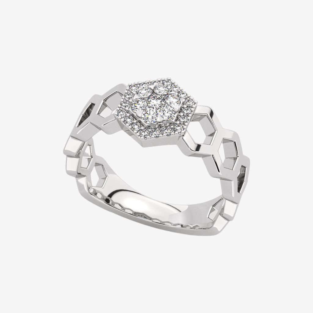  HEXAGON LINK CLUSTER RING 
