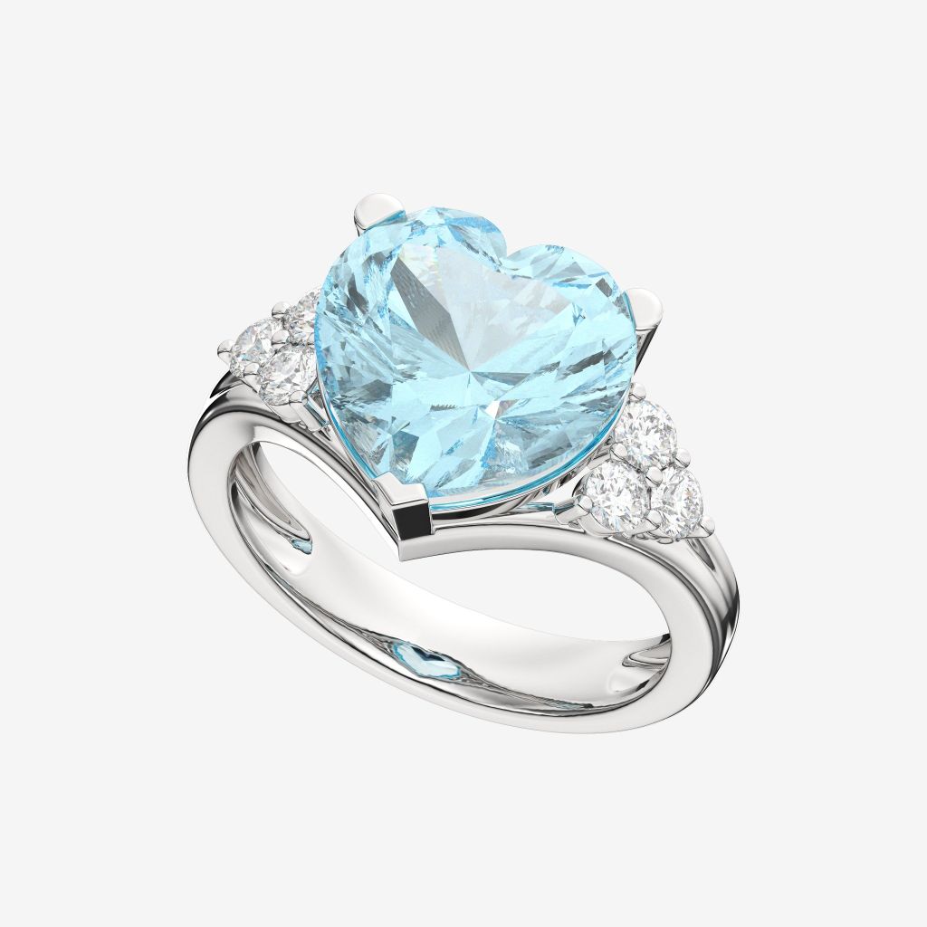  THREE-STONE-STYLE HEART CUT RING 
