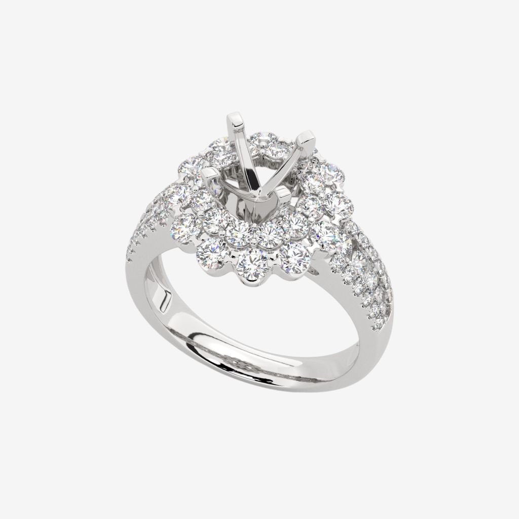  THREE-ROW SEMI-SET ENGAGEMENT RING 