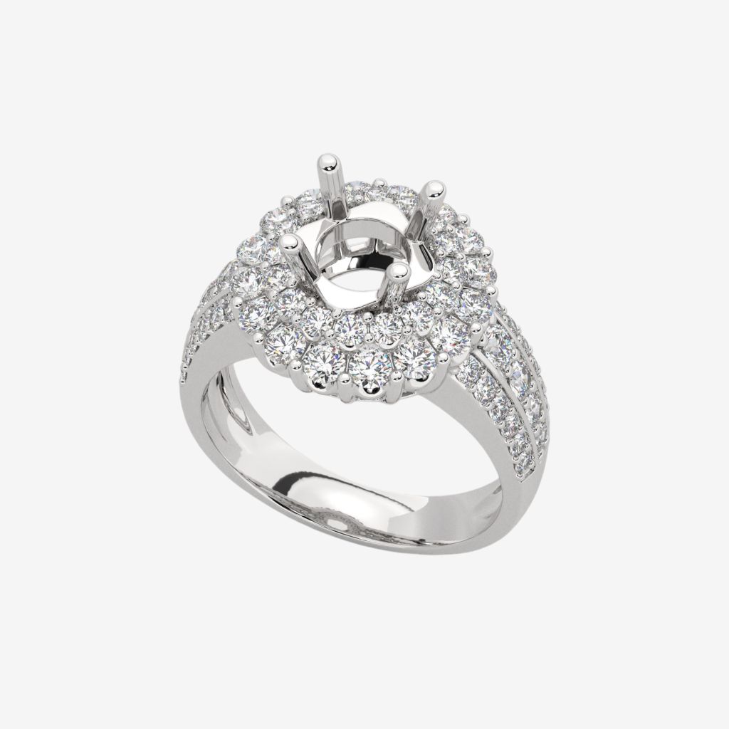  THREE-ROW SEMI-SET ENGAGEMENT RING 