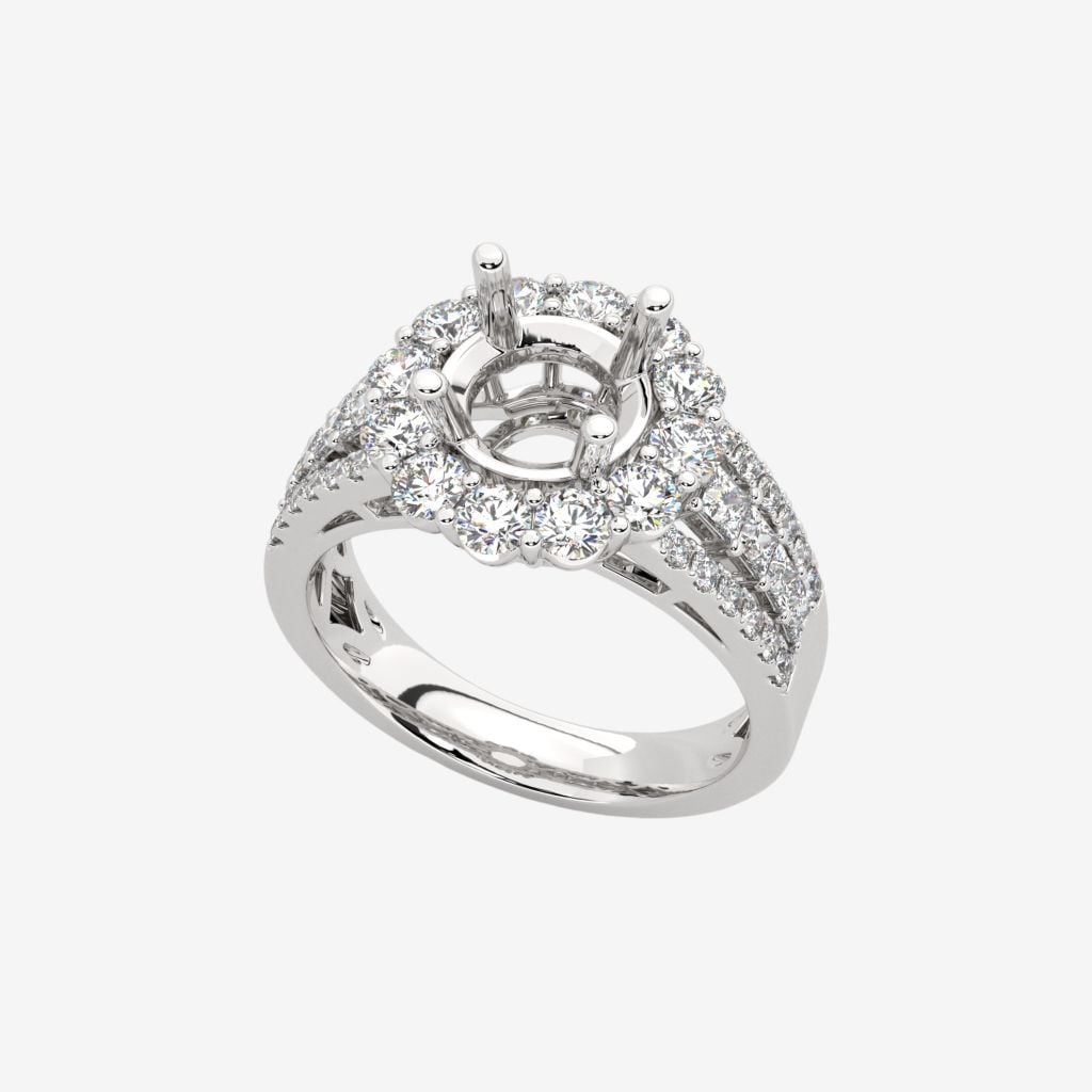  THREE-ROW SEMI-SET ENGAGEMENT RING 