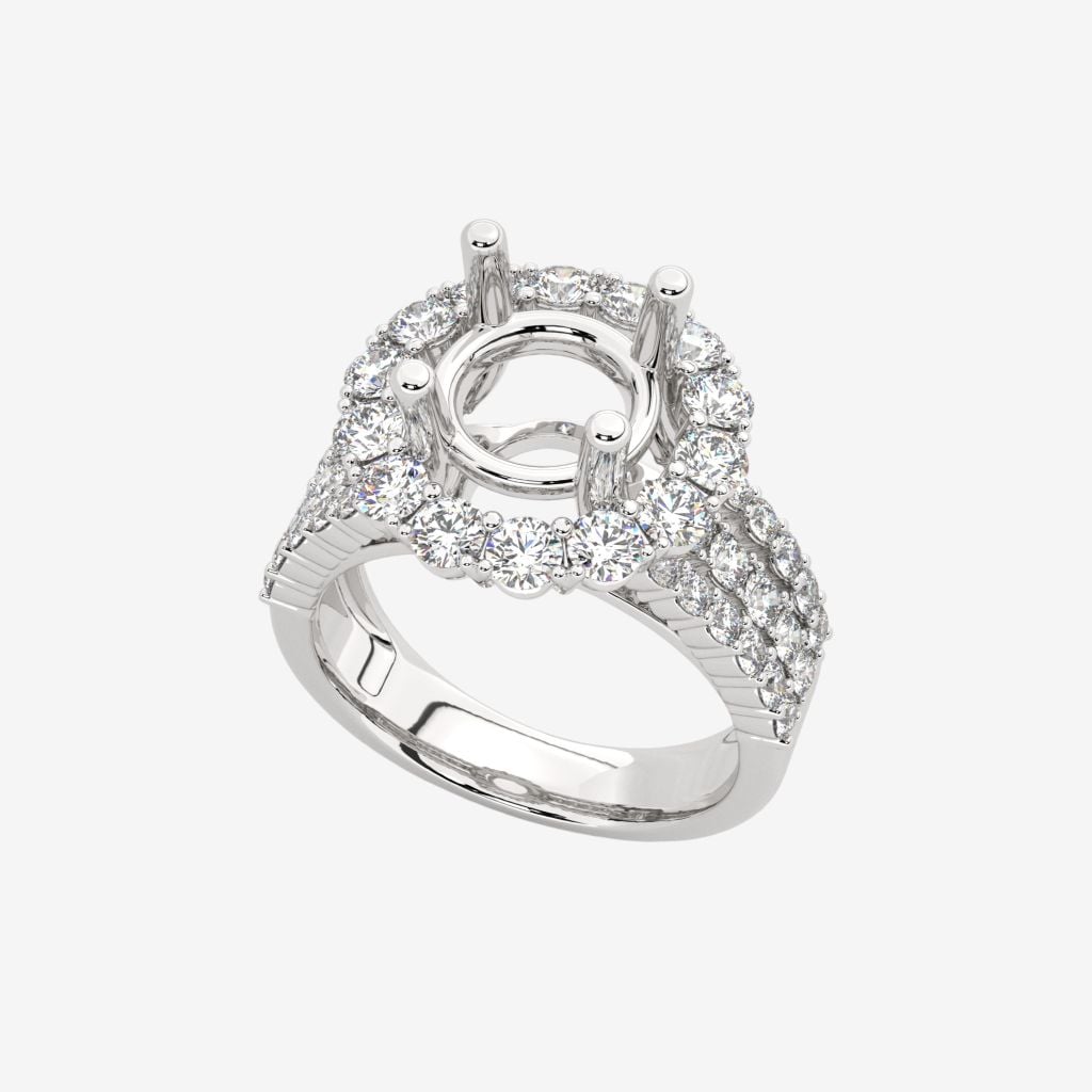  THREE-ROW SEMI-SET ENGAGEMENT RING 