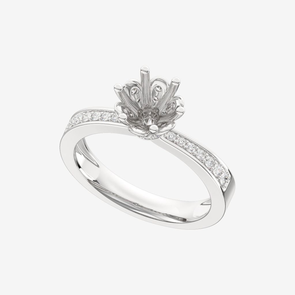  FLORAL SEMI-SET ENGAGEMENT RING 