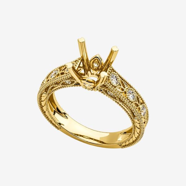  MILLGRAINE SEMI-SET ENGAGEMENT RING 