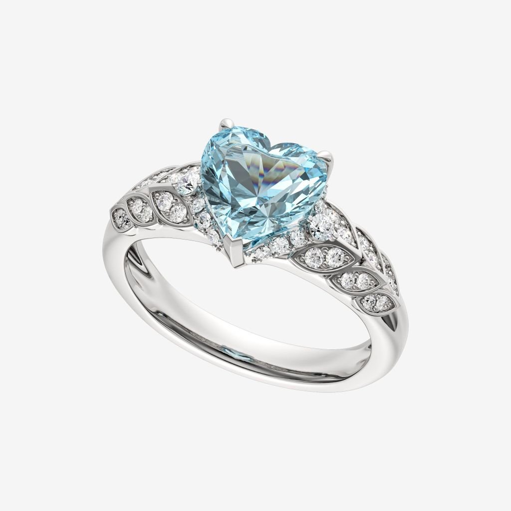  ACCENTED HEART GEMSTONE RING 