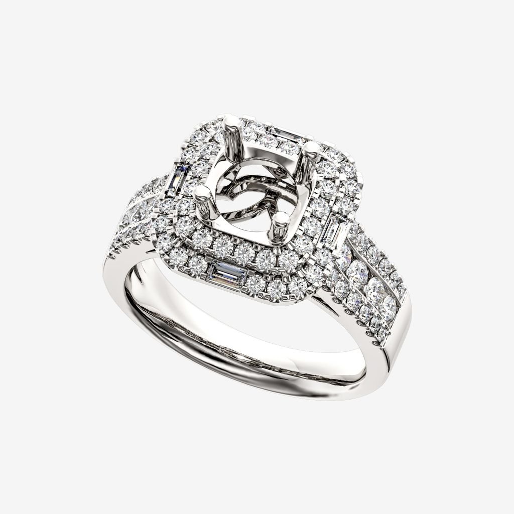  THREE-ROW SEMI-SET ENGAGEMENT RING 