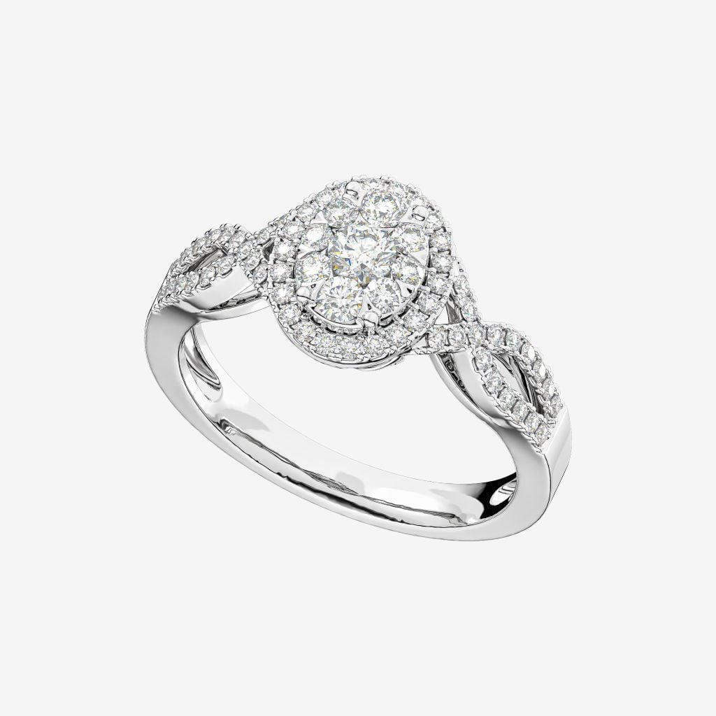  OVAL HALO CLUSTER RING 