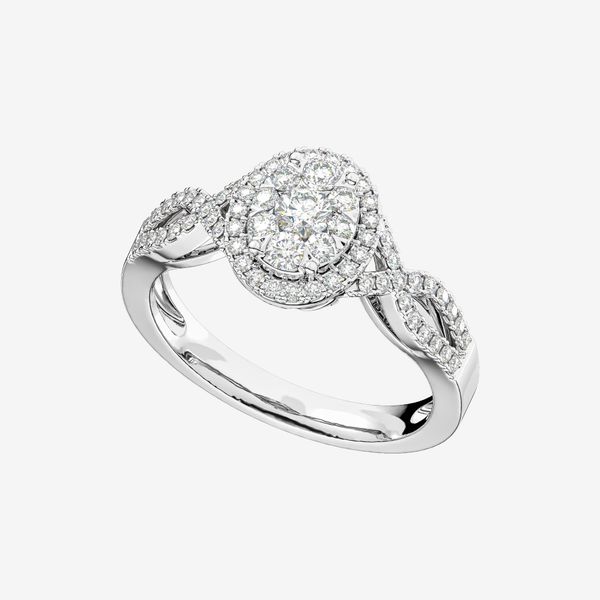  OVAL HALO CLUSTER RING 