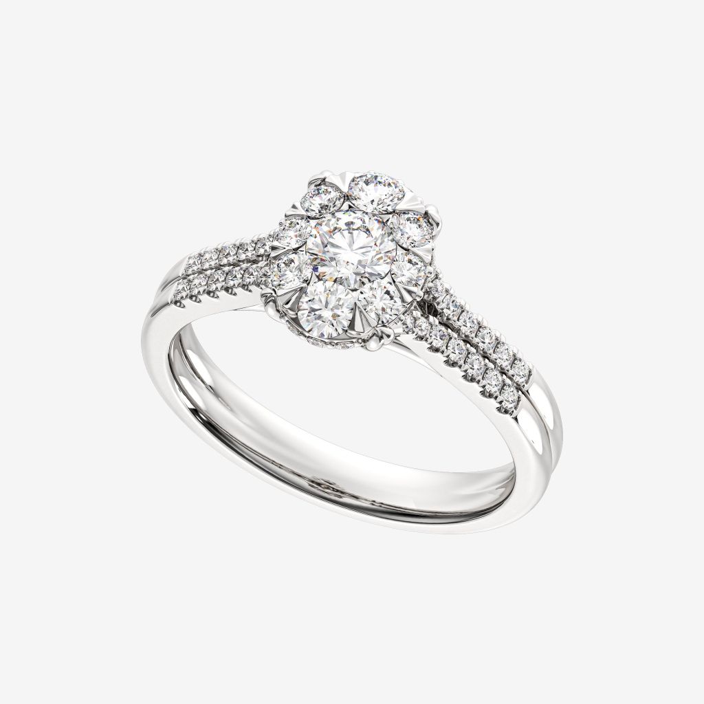  OVAL DOUBLE SHANK CLUSTER RING 