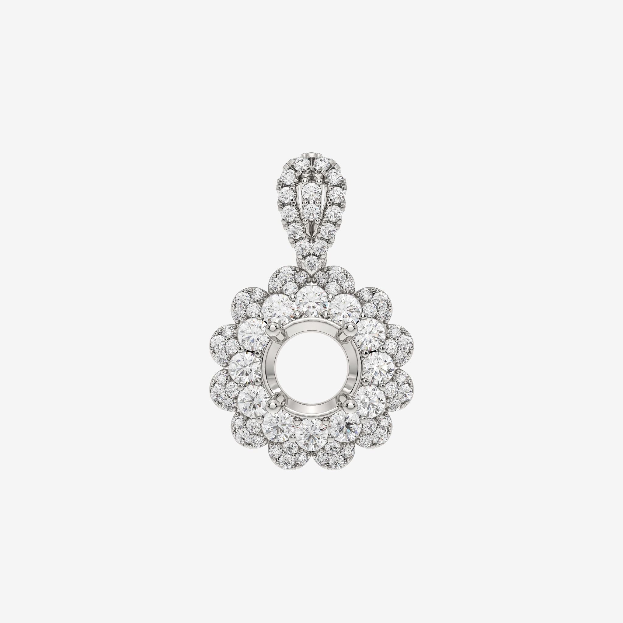BLOSSOM DOUBLE-HALO-STYLE SEMI-SET PENDANT