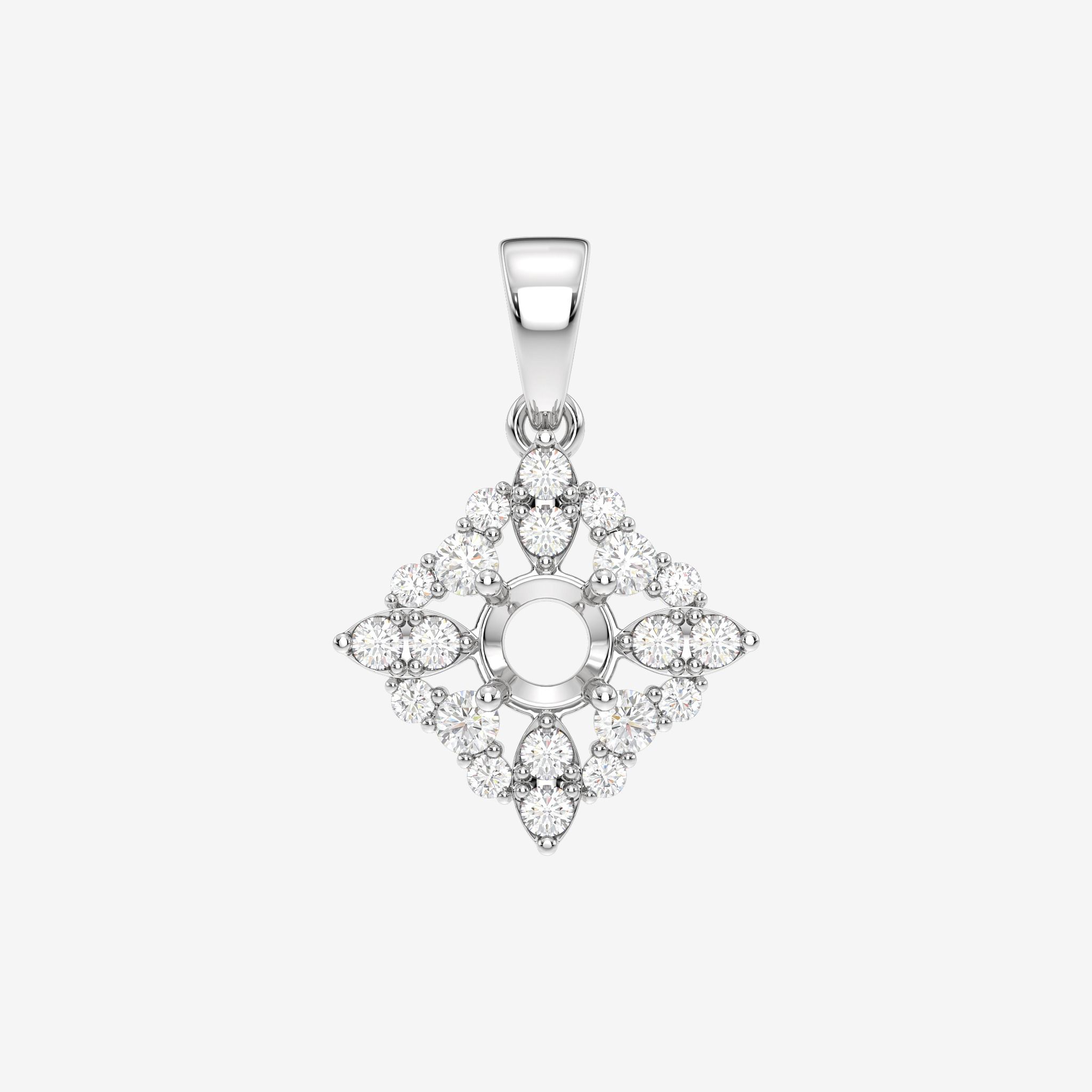 RHOMBUS HALO-STYLE SEMI-SET PENDANT