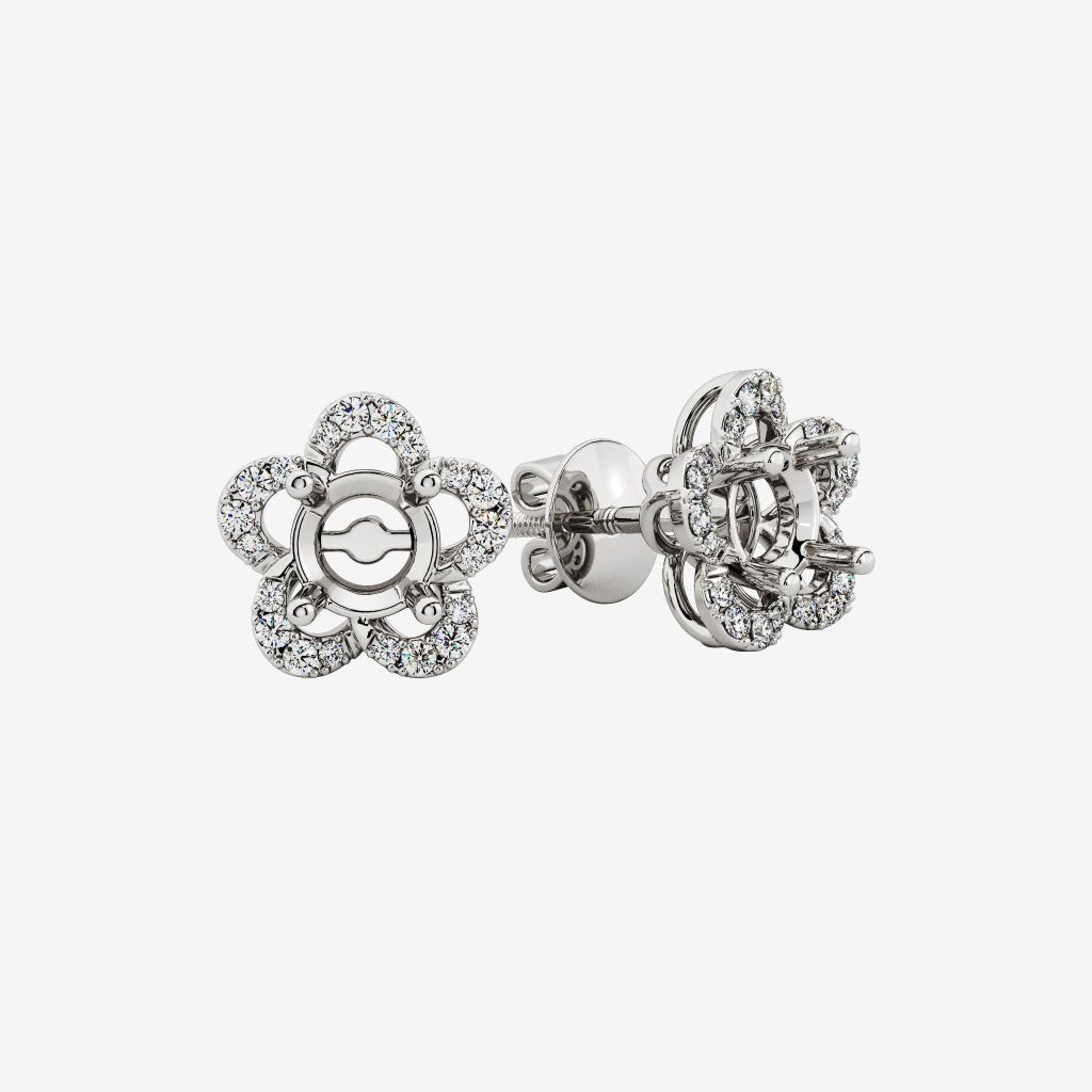  FLORAL SEMI-SET STUD  EARRINGS 