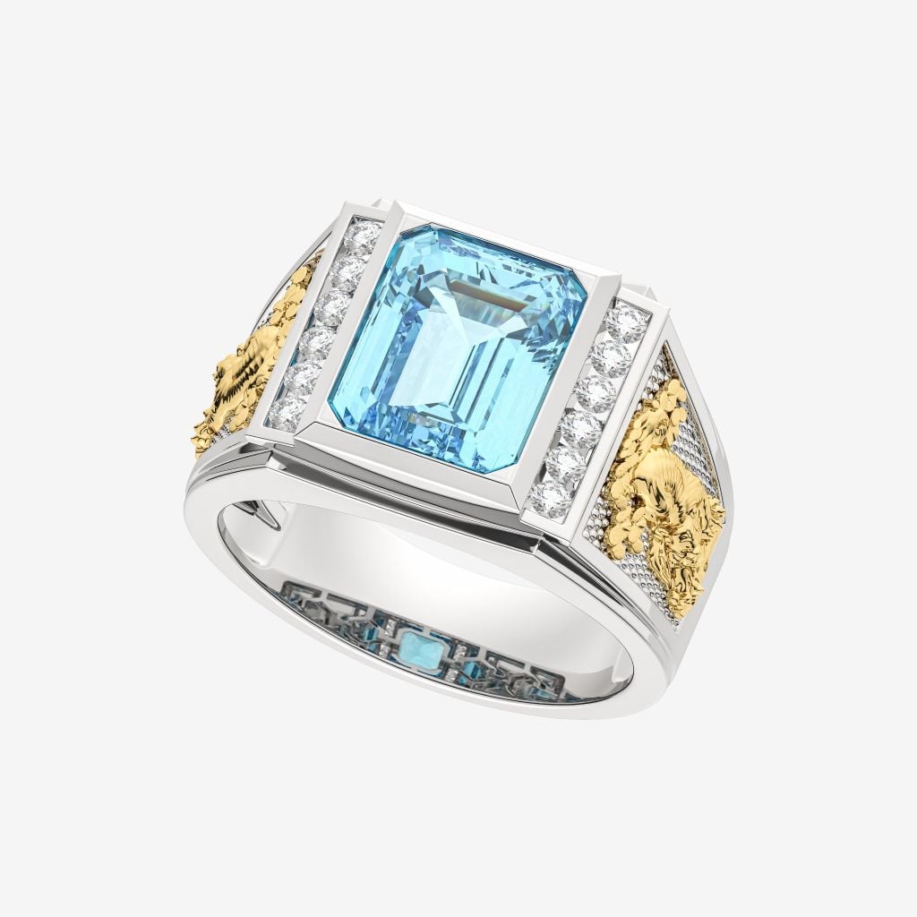  EMBOSSED ZODIAC GEMSTONE RING 