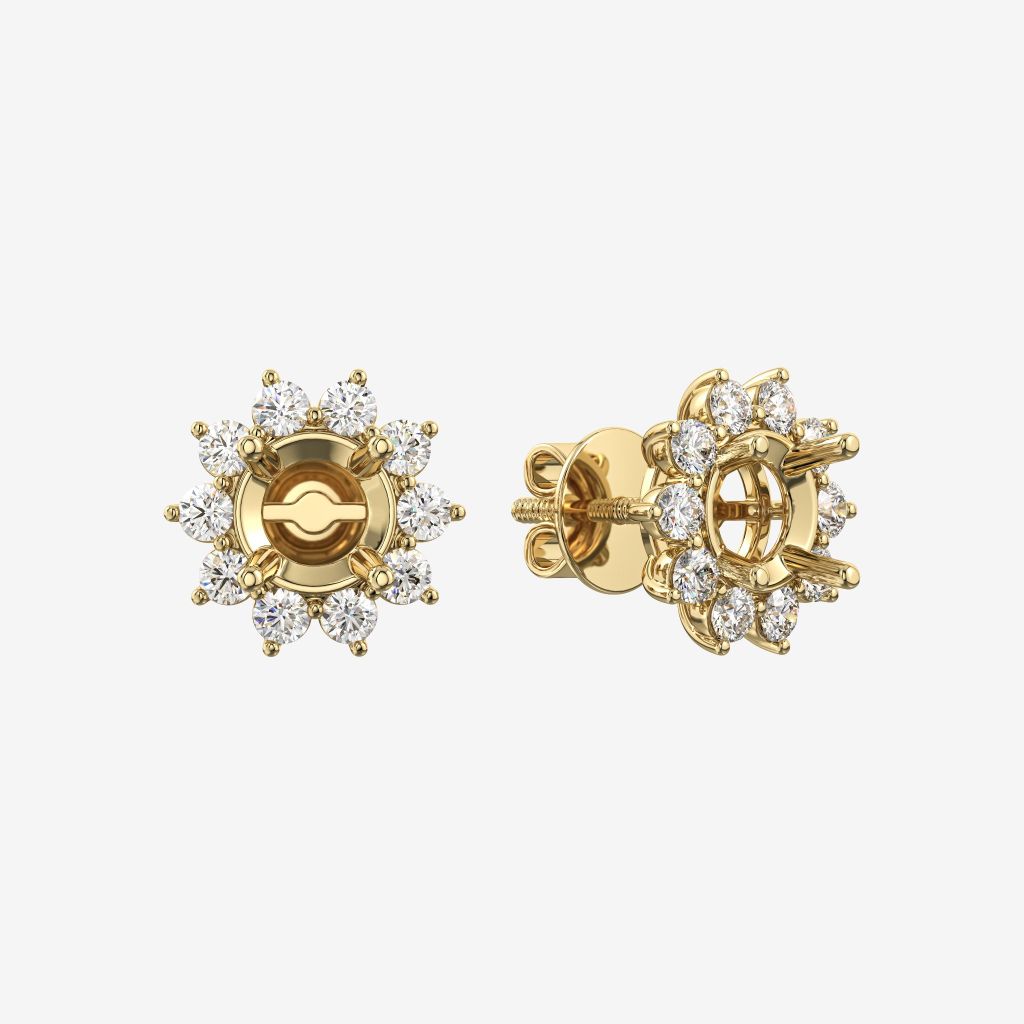  FLORAL SEMI-SET STUD EARRINGS 