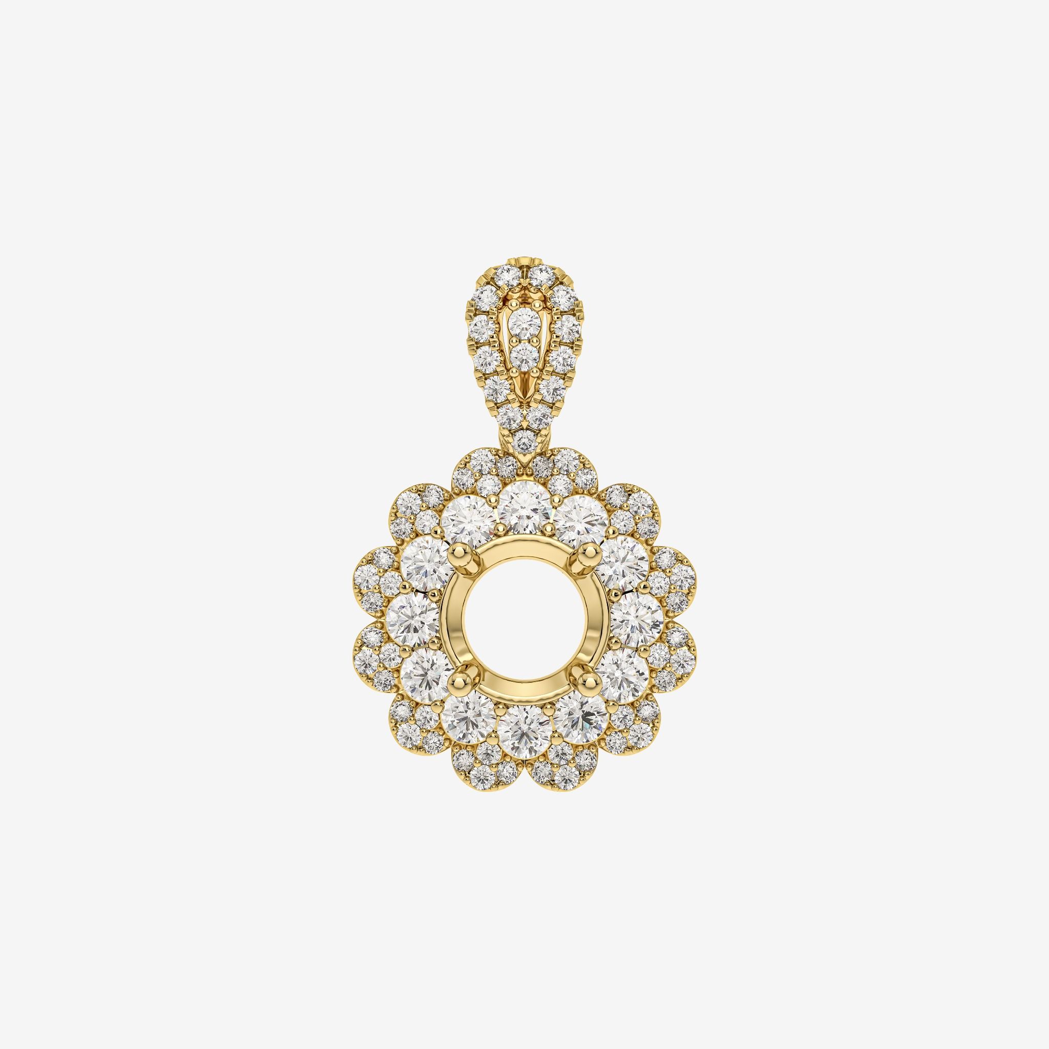 BLOSSOM DOUBLE-HALO-STYLE SEMI-SET PENDANT