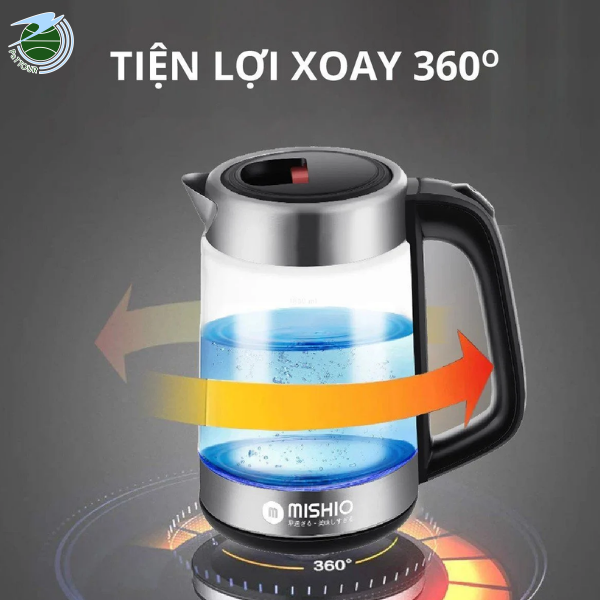  Bình đun thủy tinh Mishio MK341 mâm nhiệt inox 304 không gỉ sét 