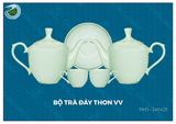  Bộ ấm chén sứ trắng đáy thon vai vuông 