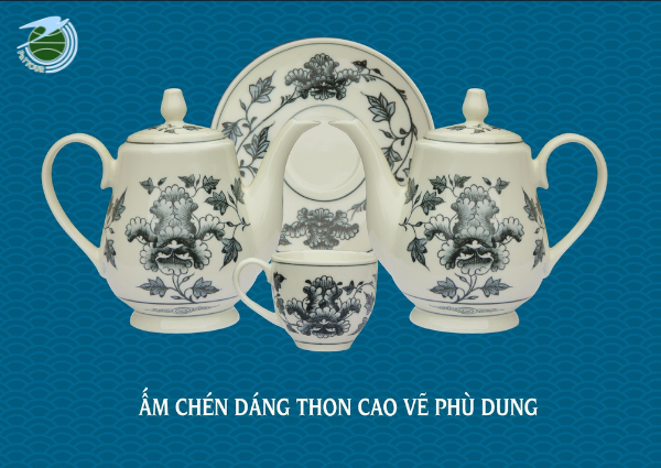  Bộ ấm chén trà thon cao vẽ Phù Dung 