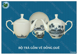  Bộ ấm chén trà Gốm vẽ Đồng Quê 