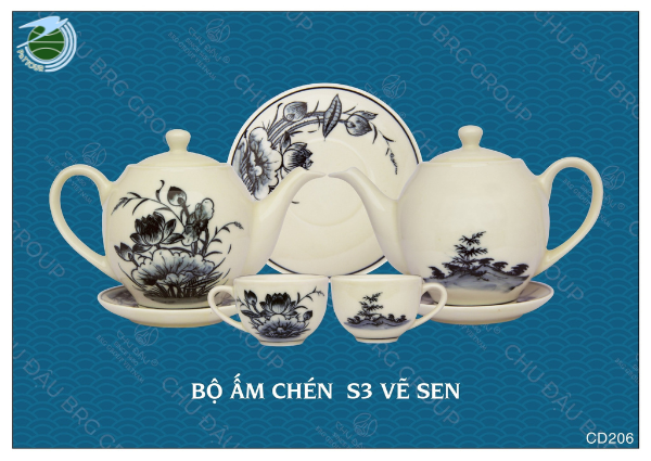  Bộ ấm chén vẽ sen 