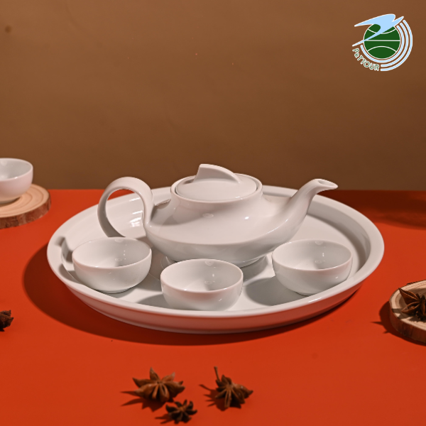  Bộ ấm trà sứ trắng 