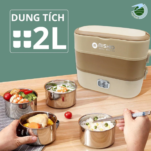  Hộp Hâm Cơm - tiệt trùng bình sữa Mishio MK345 kèm 4 hộp đựng inox 304 
