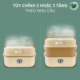  Hộp Hâm Cơm - tiệt trùng bình sữa Mishio MK345 kèm 4 hộp đựng inox 304 