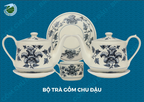  Bộ ấm chén trà vuông to vẽ Phù Dung 