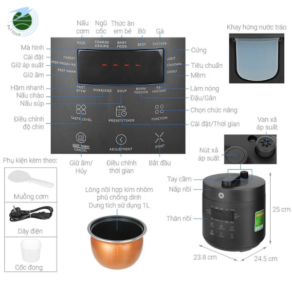  Nồi Áp Suất Mishio MK303 1 Lít (2.5L) 