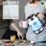  Bình đun thủy tinh Mishio MK341 mâm nhiệt inox 304 không gỉ sét 