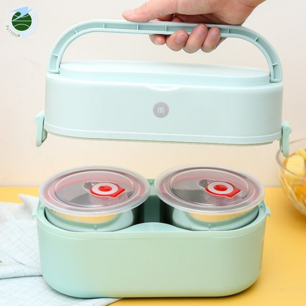  Hộp Hâm Cơm, Thức Ăn Mishio MK317 kèm 2 hộp inox 304 