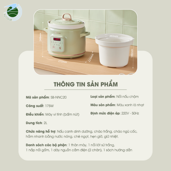  Nồi nấu chậm 2L SB-NNC20 