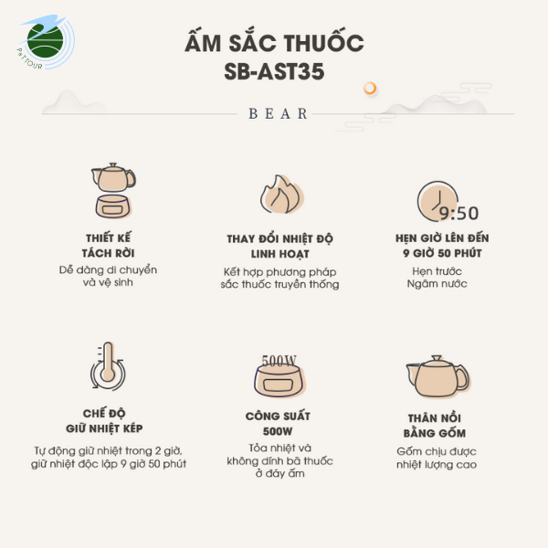  Ấm sắc thuốc Bear SB-AST35 
