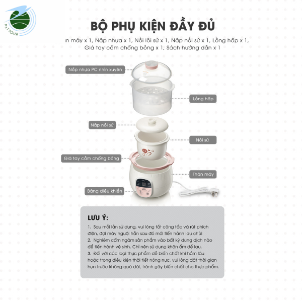  Nồi nấu chậm Bear 0,8L SUBE001 