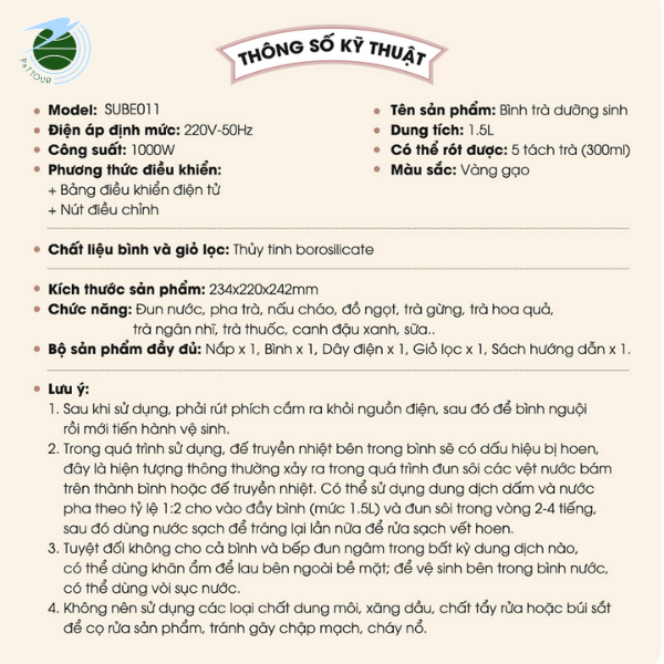  Máy pha trà Bear SUBE011 