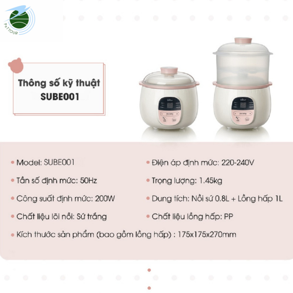  Nồi nấu chậm Bear 0,8L SUBE001 