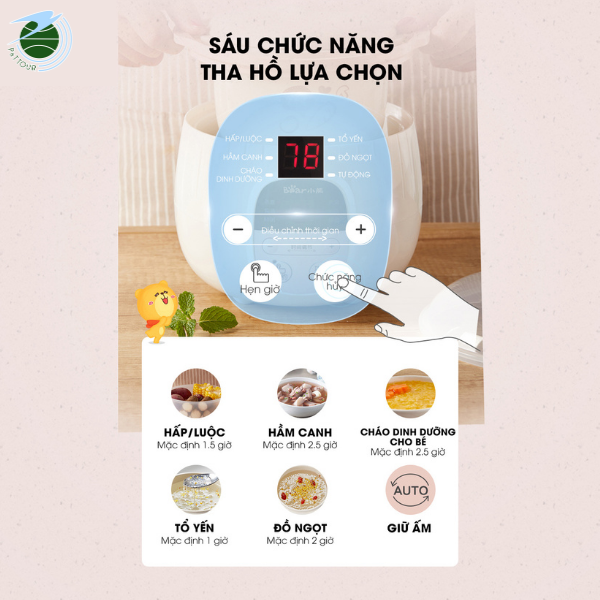  Nồi nấu chậm Bear 0,8L SUBE001 
