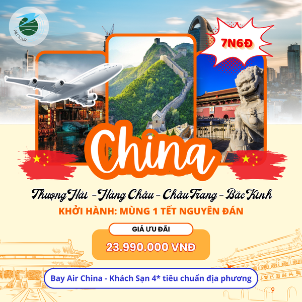  TOUR TRUNG QUÓC HÀ NỘI-THƯỢNG HẢI MÙNG 1 TẾT 7N6Đ 