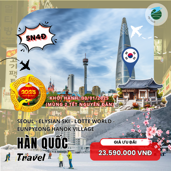  TOUR SEOUL - ELYSIAN SKI - LOTTE WORLD -  EUNPYEONG HANOK VILLAGE 