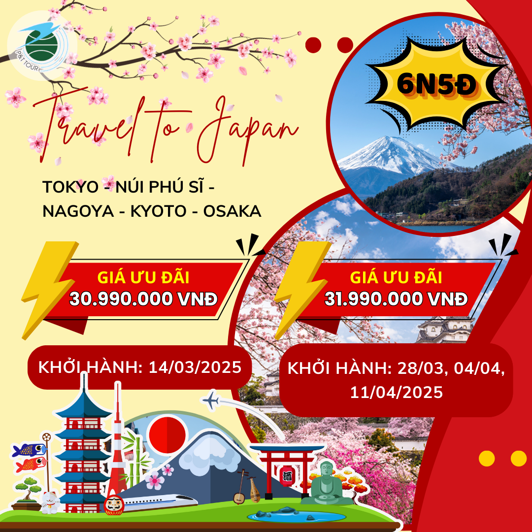  Tour du lịch Nhật Bản ngắm hoa anh đào 2025 