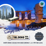  SINGAPORE - MALACCA - JOHOR BAHRU - MALAYSIA 5N4Đ 