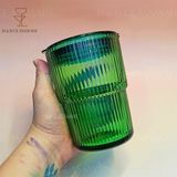  Ly Hai Tầng Sọc Màu Xanh Lá (Kèm Nắp Nhựa) Y5869BG 9015 