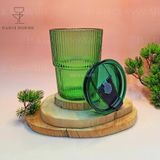  Ly Hai Tầng Sọc Màu Xanh Lá (Kèm Nắp Nhựa) Y5869BG 9015 