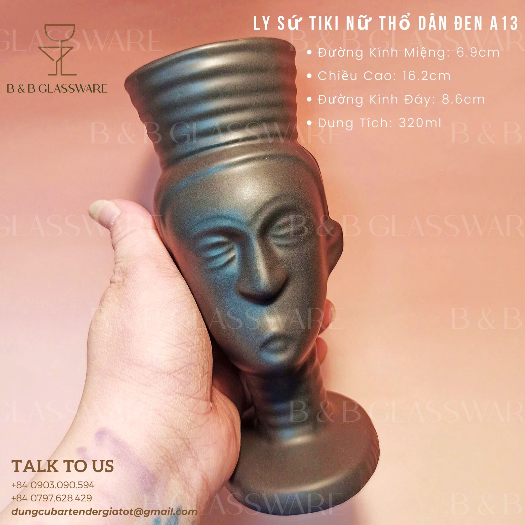  Ly Sứ Tiki Nữ Thổ Dân - Đen A13 