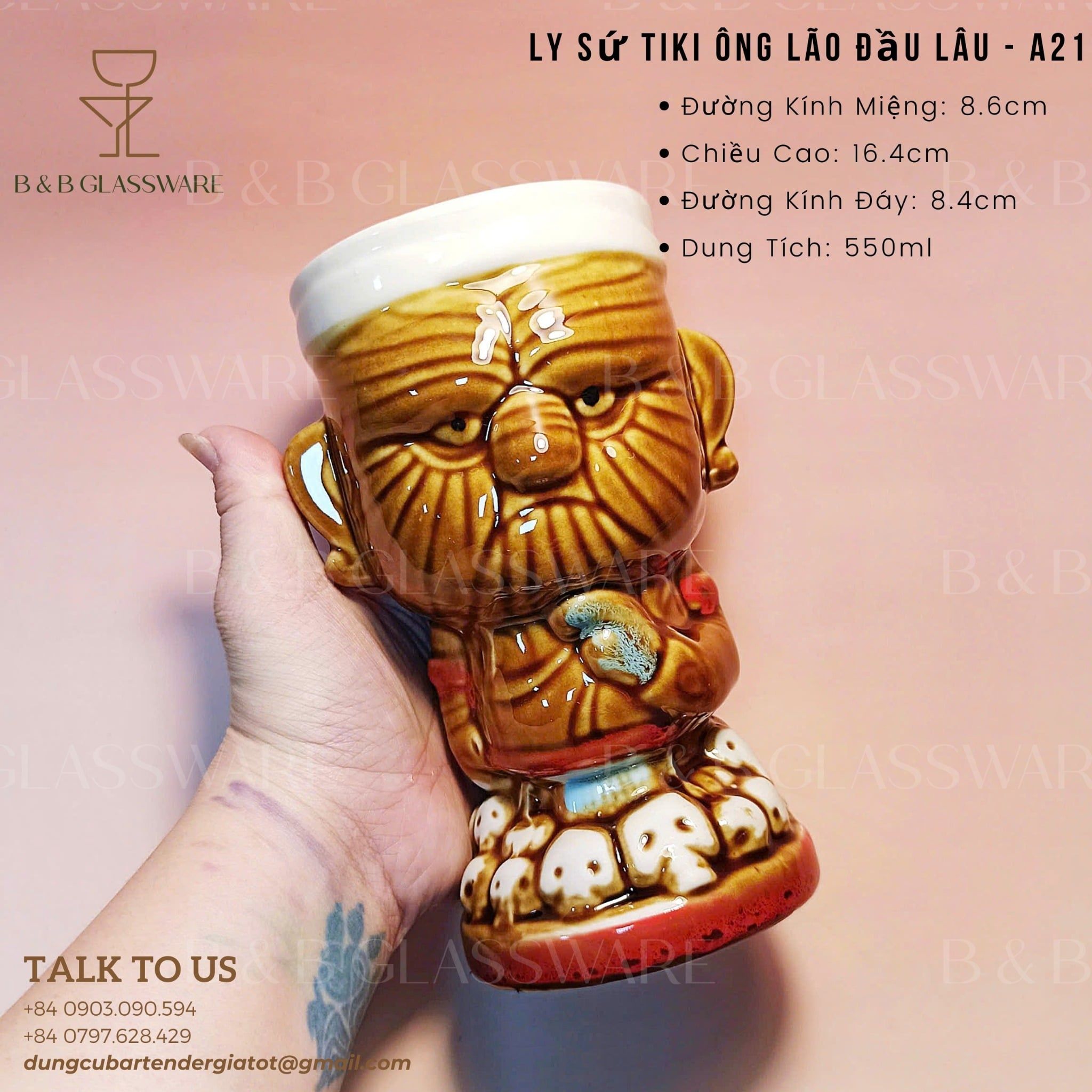  Ly Sứ Tiki Ông Lão Đầu Lâu - A21 