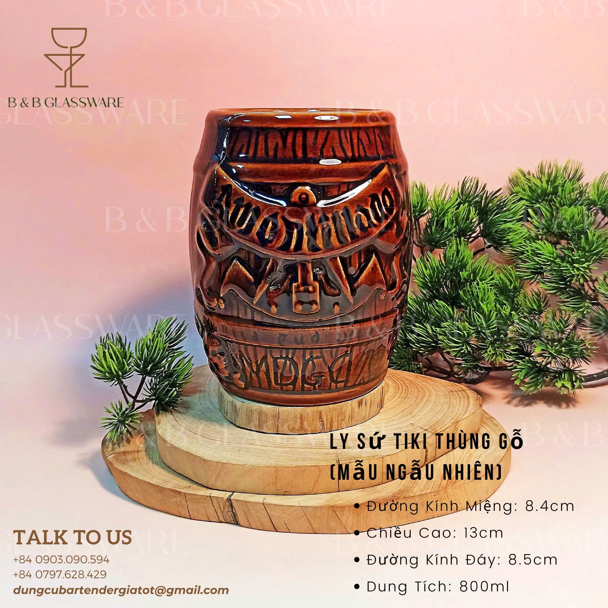  Ly Sứ Tiki Thùng Gỗ (Mẫu Ngẫu Nhiên) 