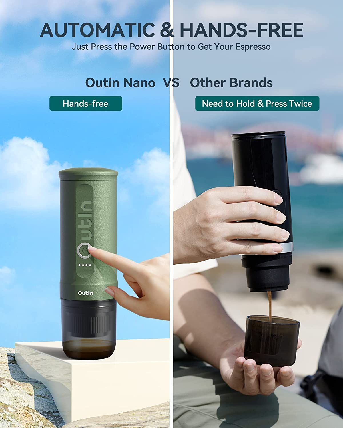 Máy Pha Cà Phê Outin Nano Portable Espresso Machine (Outin Teal